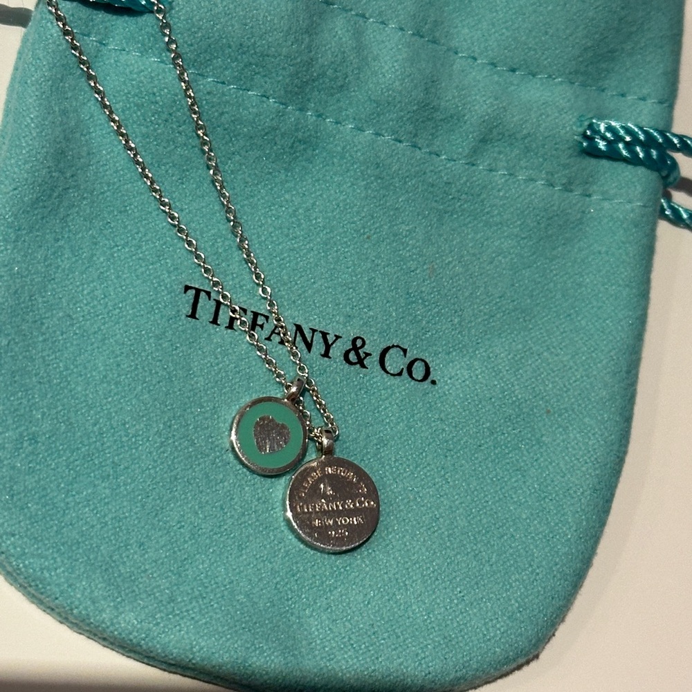 Tiffany & Co. Silver Pendant Necklace with Blue Pouch